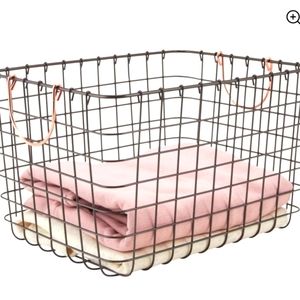 Realspace Metal Wire Bin With Handles, Large Size, Black/Copper